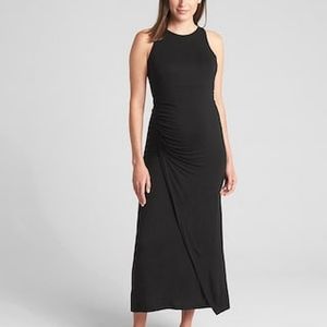 Gap Maternity Black Ruched Midi Dress